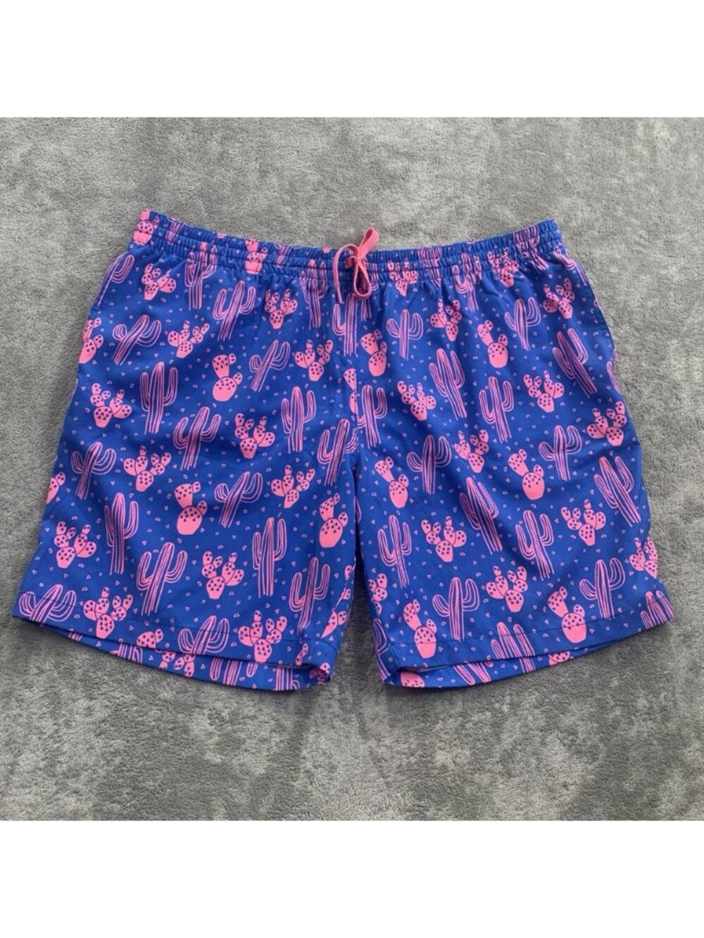 Chubbies The Grand Mirage Swim Trunks Mens XXL 8” Pink Blue Cactus Resort Pool
